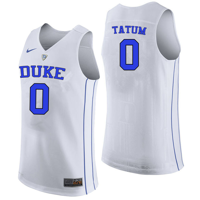 Men #0 Jayson Tatum Duke Blue Devils College Basketball Jerseys-White - Click Image to Close